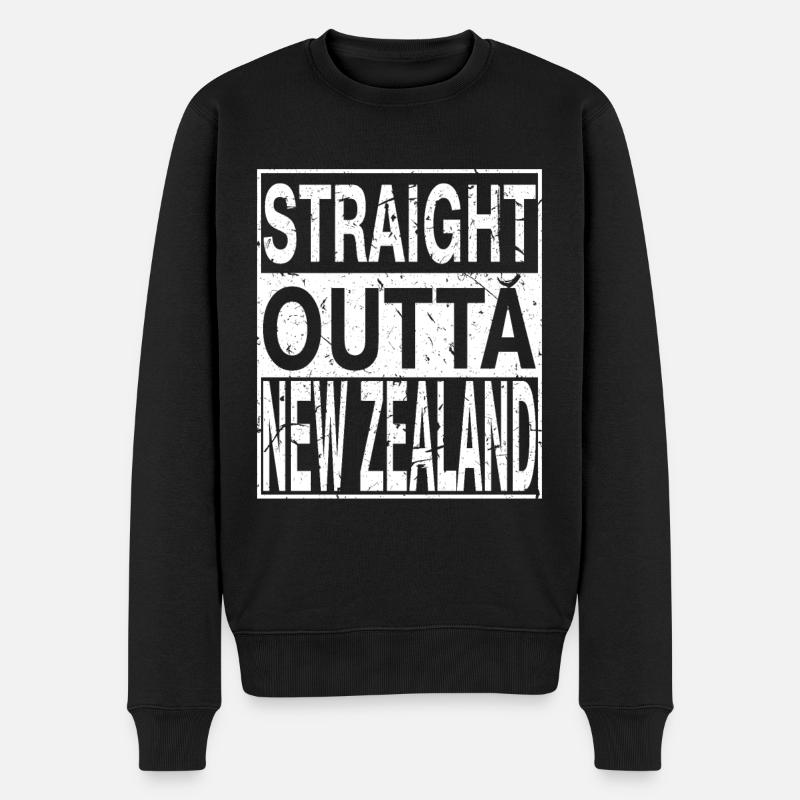 Neuseeland Straight outta Neuseeland - Männer Premium Bio Pullover - Schwarz
