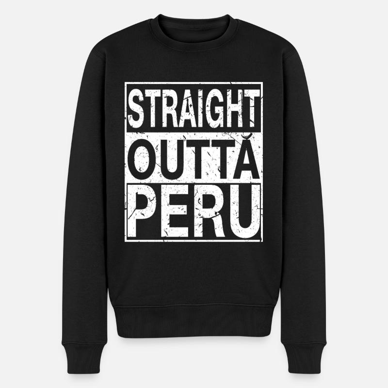 Peru Straight outta Peru - Männer Premium Bio Pullover - Schwarz