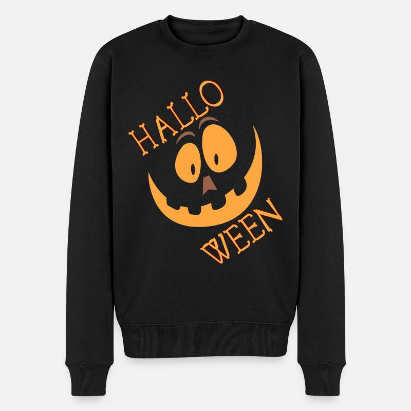 Hallwoeen visage de citrouille effrayant - Pull Premium bio Homme - noir