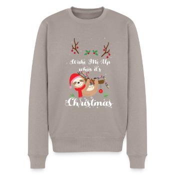 Arbre de Noël Drôle Paresseux Santa Frohe Weihn - Pull Premium bio Homme - taupe - Devant - Nico (187cm)