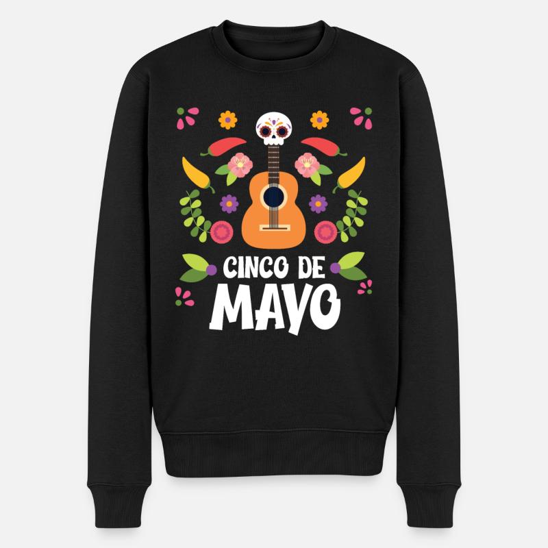 Cinco de Mayo Violon Crâne Mexique Fête Nationale Mex - Pull Premium bio Homme - noir