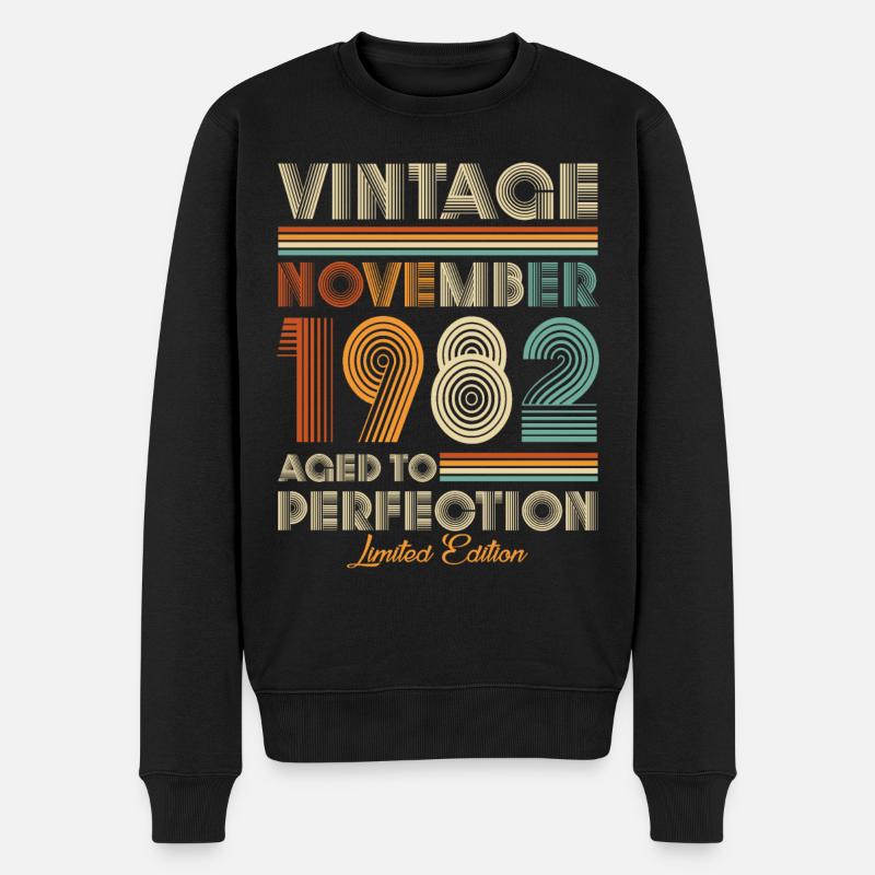 Vintage Aged To Perfection November 1982 - Männer Premium Bio Pullover - Schwarz