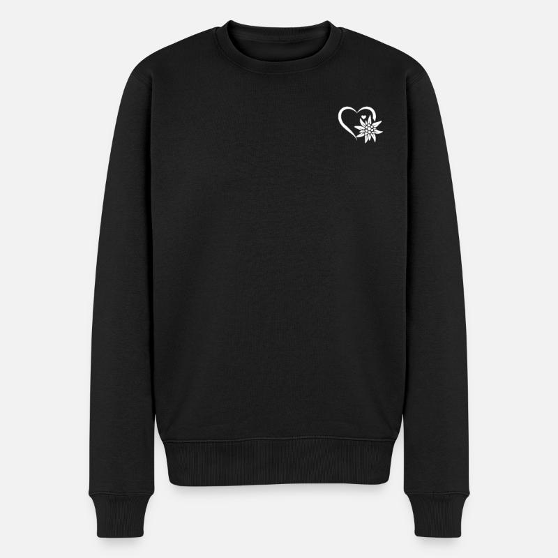 Mountain Edelweiß Heart Flower Edelweiss Flower - - Männer Premium Bio Pullover - Schwarz
