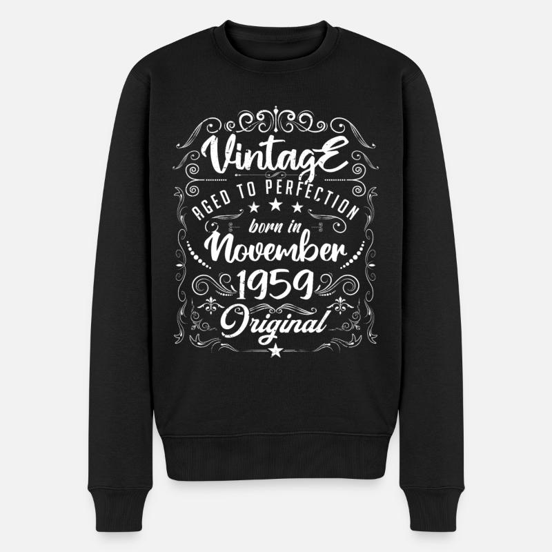 Vintage GEBOREN IM NOVEMBER 1959- Jubiläumsgeschenk. - Männer Premium Bio Pullover - Schwarz