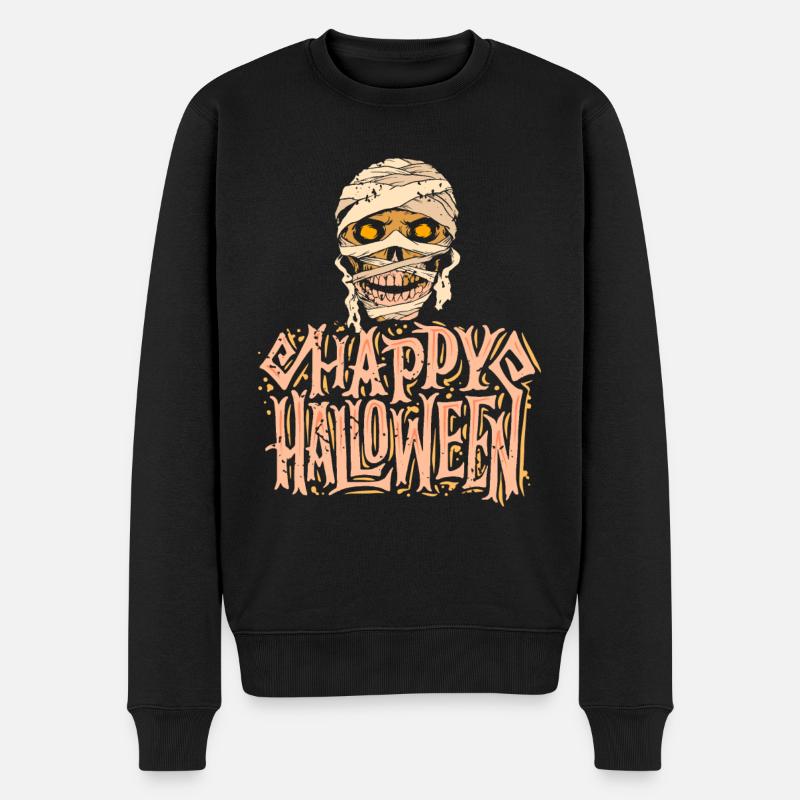 Happy Halloween Mumie Skelett - Männer Premium Bio Pullover - Schwarz