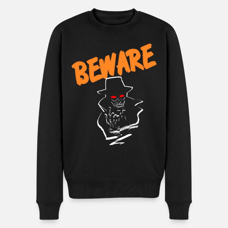 Halloween Beware - Männer Premium Bio Pullover - Schwarz