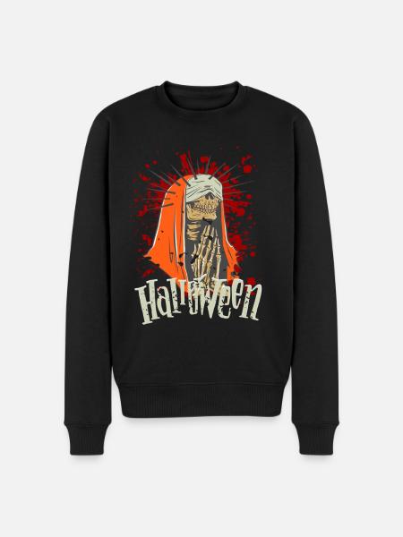 Nonne Skelett Betet - Halloween - Männer Premium Bio Pullover - Schwarz