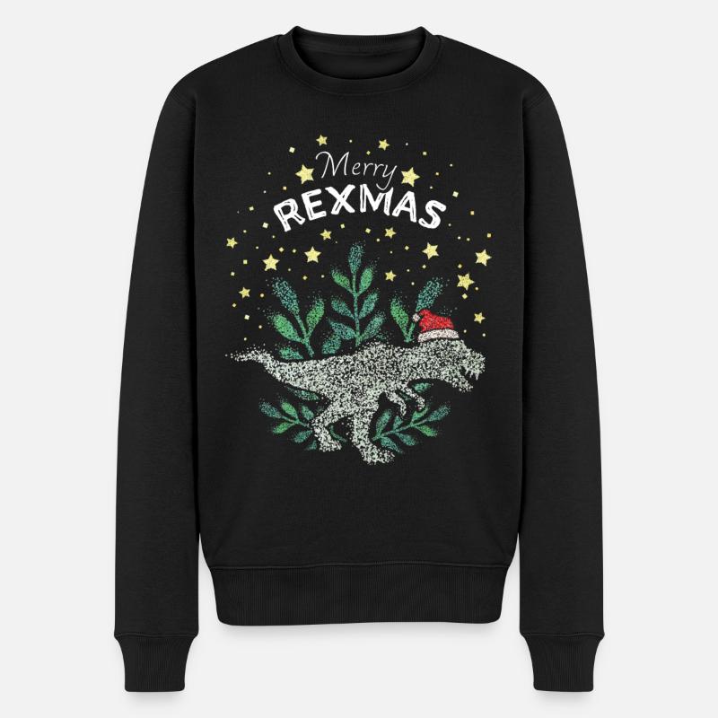 Merry Rexmas TRex Dinosaurier Xmas Weihnachtszeit - Männer Premium Bio Pullover - Schwarz