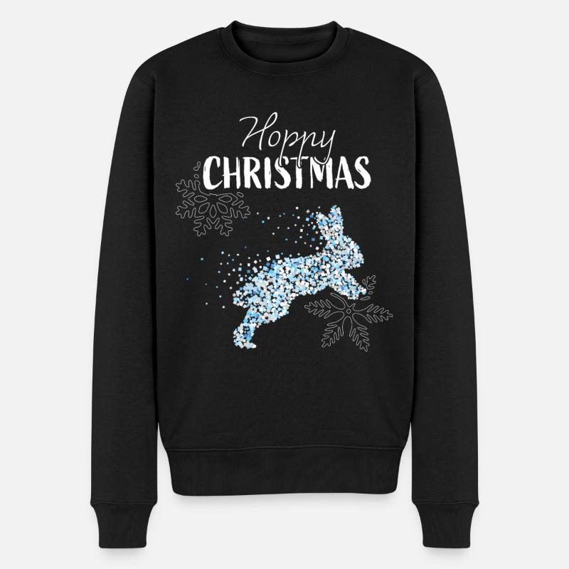 Hoppy Christmas Hasen Kanninchen Schneeflocke - Männer Premium Bio Pullover - Schwarz