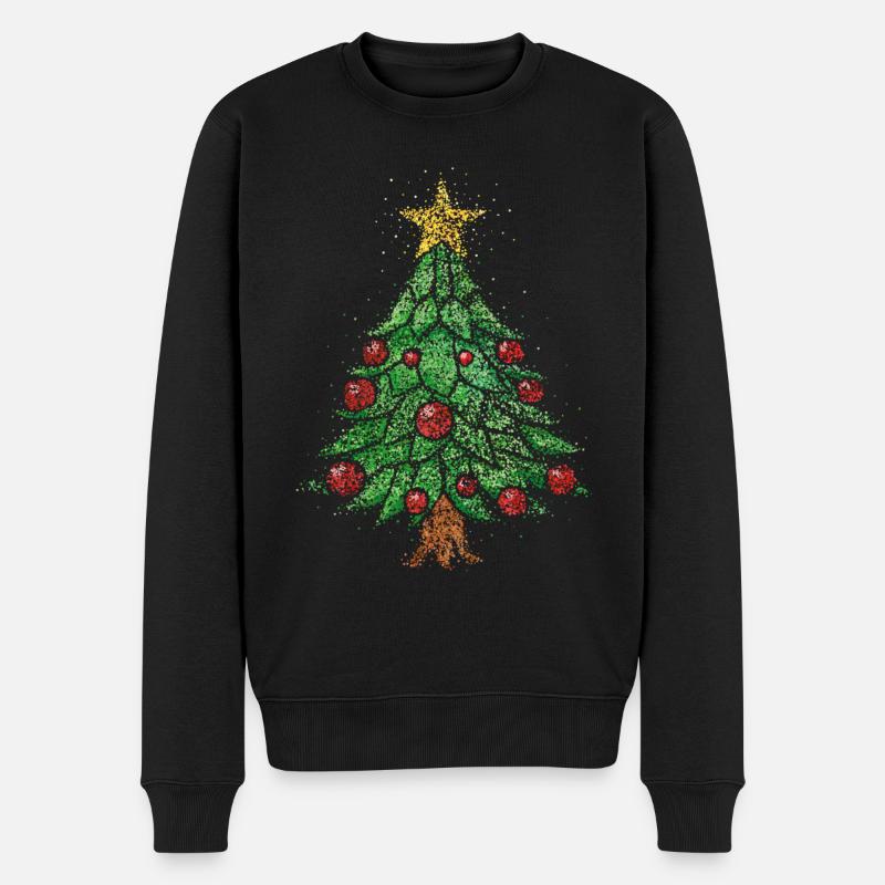Weihnachtsbaum Christbaum Heiligabend Christmas - Männer Premium Bio Pullover - Schwarz
