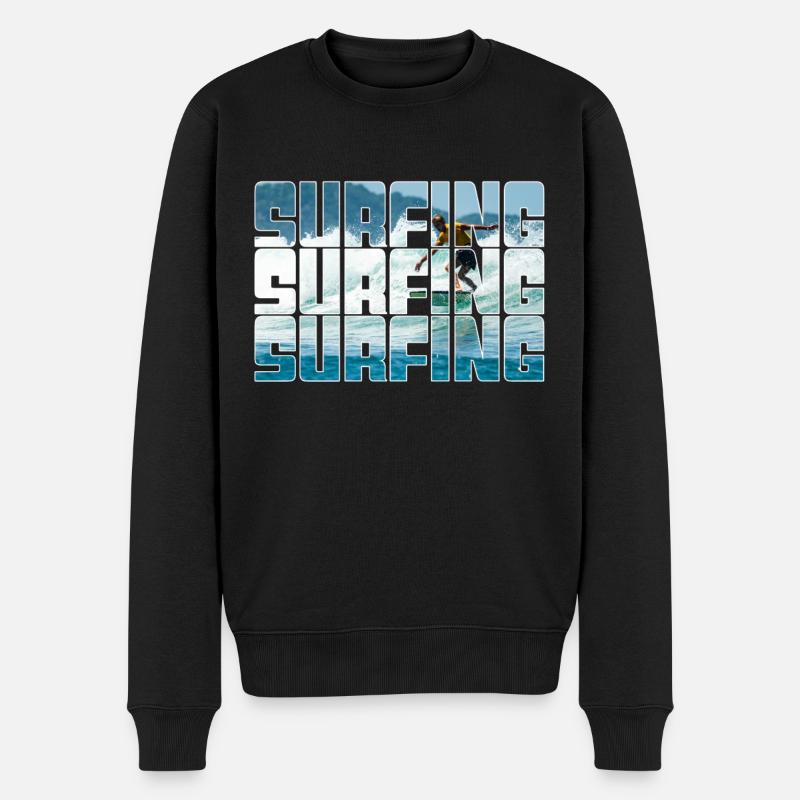 Surfen - Männer Premium Bio Pullover - Schwarz