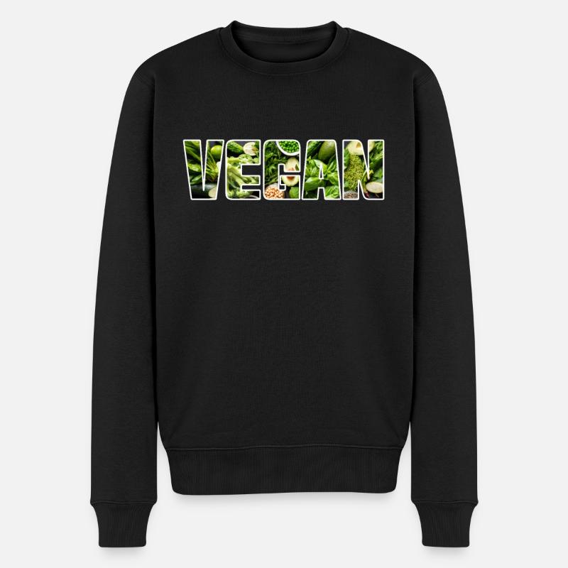 Vegan - Männer Premium Bio Pullover - Schwarz
