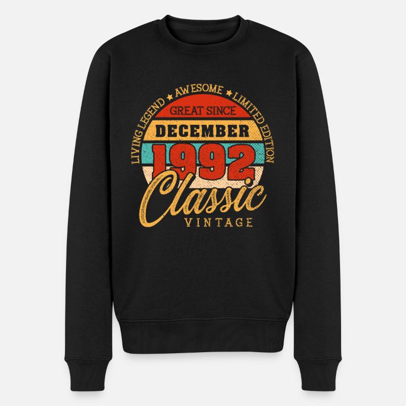 Rétro 30 ans Décembre 1992 Anniversaire Millésime - Pull Premium bio Homme - noir