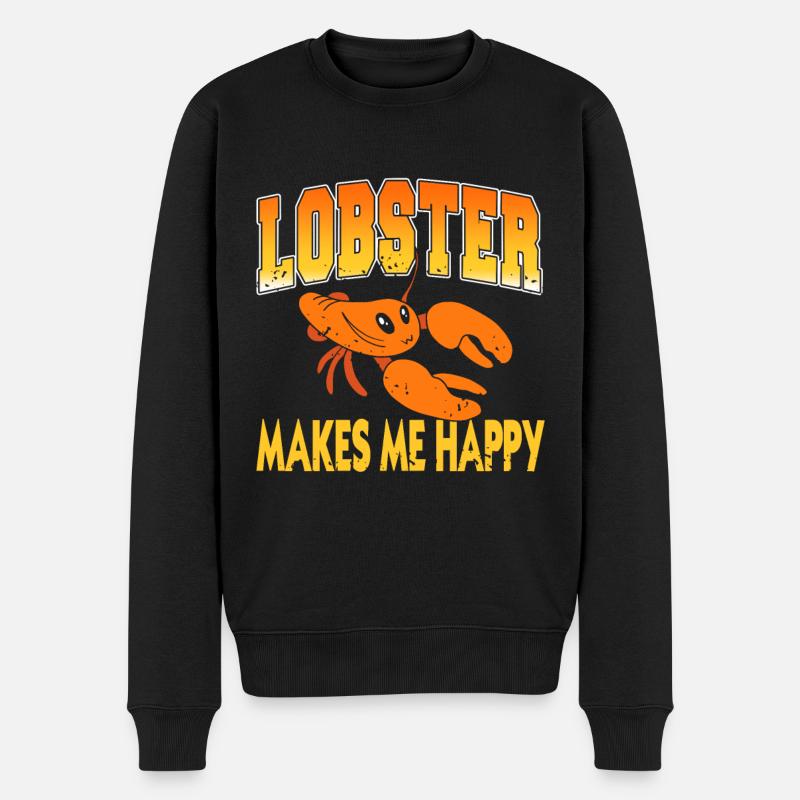 Lobster Makes me happy - Männer Premium Bio Pullover - Schwarz