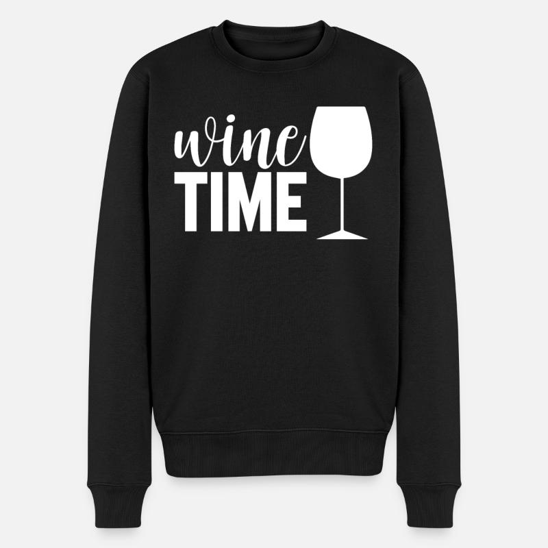 Wein Zeit - Männer Premium Bio Pullover - Schwarz