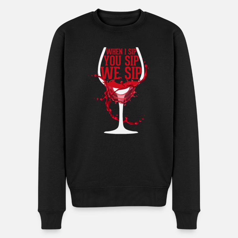 Wein trinken - Männer Premium Bio Pullover - Schwarz