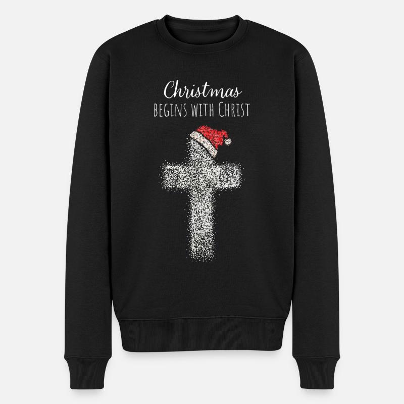 Christmas Weihnachtsgottesdienst Jesus Christ - Männer Premium Bio Pullover - Schwarz