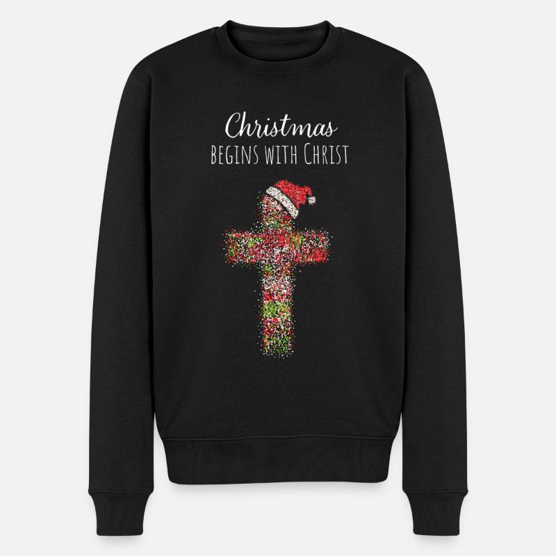 Weihnachtsgottesdienst Jesus Christ Kirche Advent - Männer Premium Bio Pullover - Schwarz