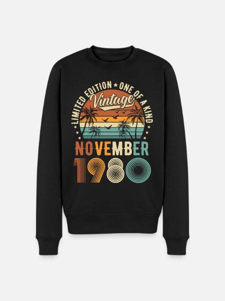 Limited Edition november 1980 verjaardagscadeau - Mannen Premium Bio sweater - zwart