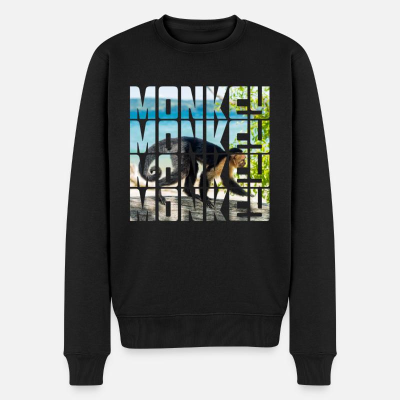 Affe - Männer Premium Bio Pullover - Schwarz