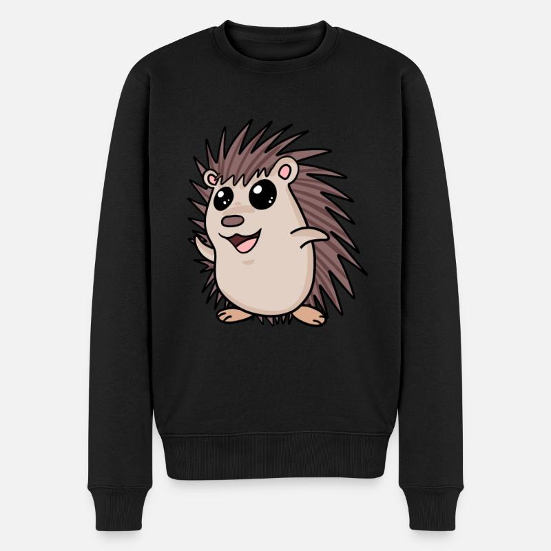 Igel Motiv - Männer Premium Bio Pullover - Schwarz