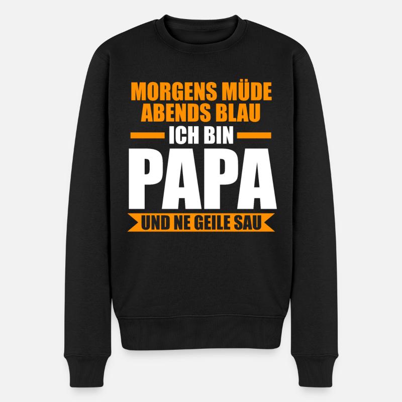 Vater Papi Papa - Männer Premium Bio Pullover - Schwarz