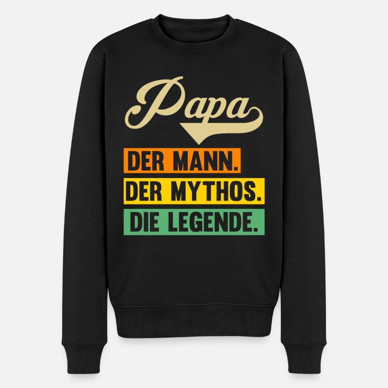 Vater Papi Papa - Männer Premium Bio Pullover - Schwarz