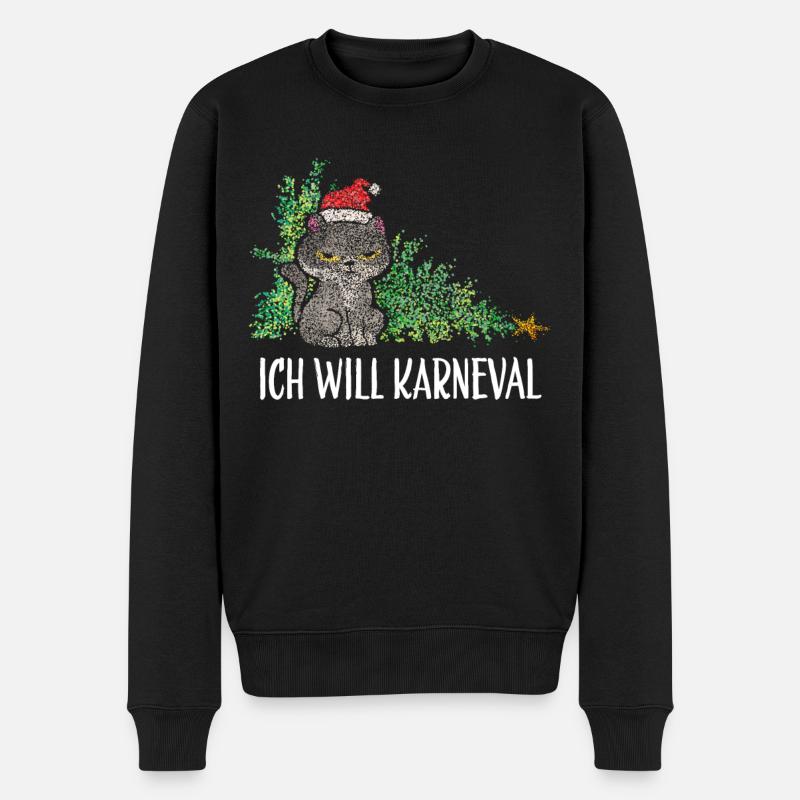 Karneval Fasching Fasnacht Katze Weihnachtsbaum - Männer Premium Bio Pullover - Schwarz