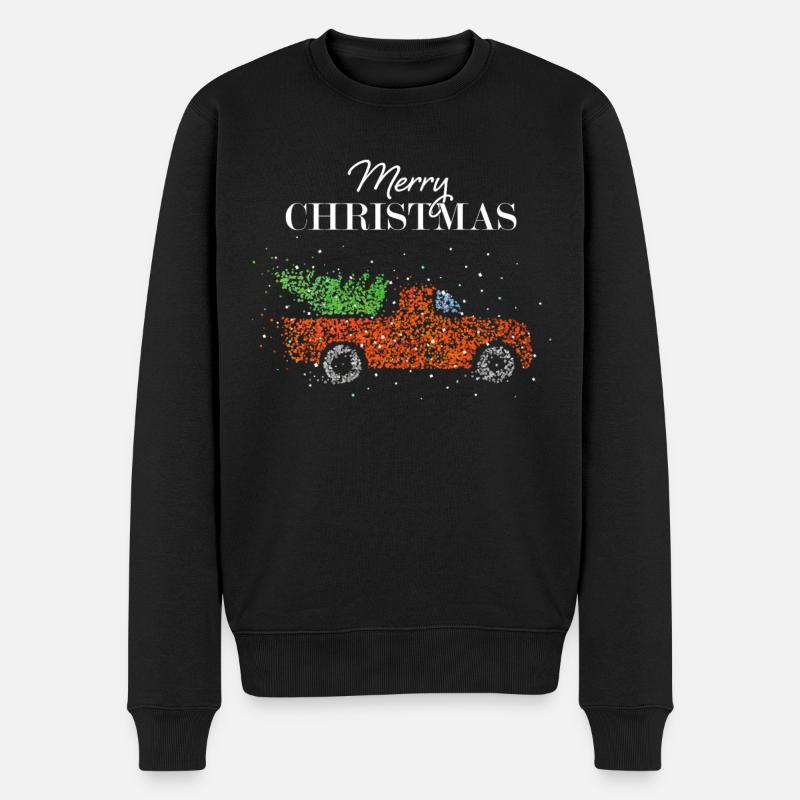 Merry Christmas Weihnachtsbaum Frohe Weihnachten - Männer Premium Bio Pullover - Schwarz