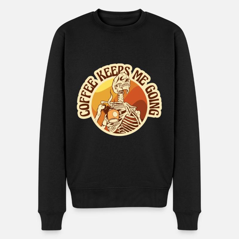 Kaffee - Coffee keeps me going - Männer Premium Bio Pullover - Schwarz