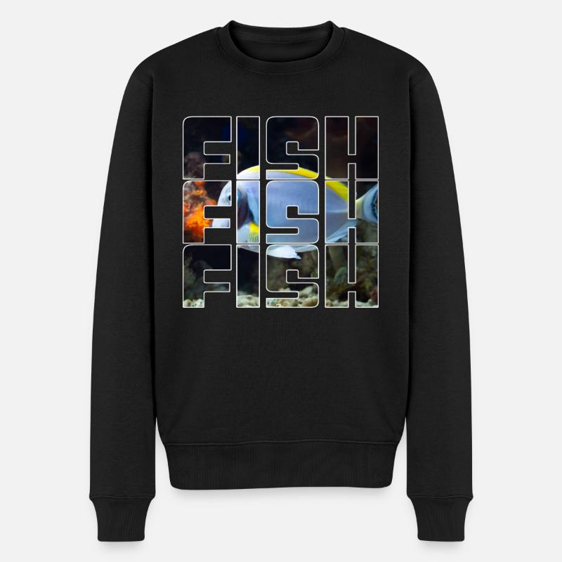 Fisch - Männer Premium Bio Pullover - Schwarz
