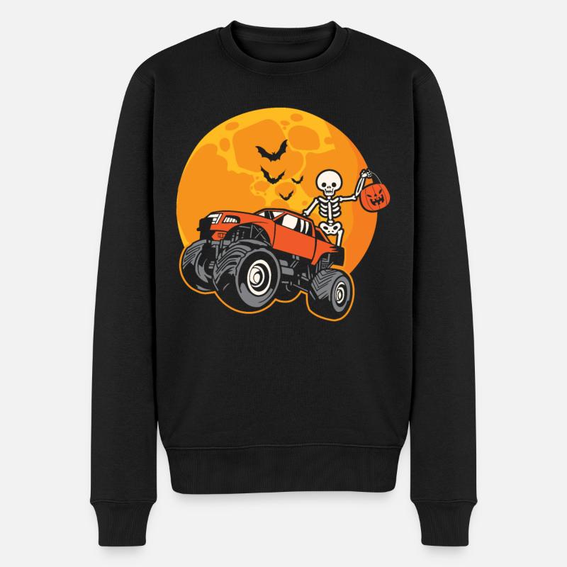 Halloween Skelett Fledermäuse - Männer Premium Bio Pullover - Schwarz