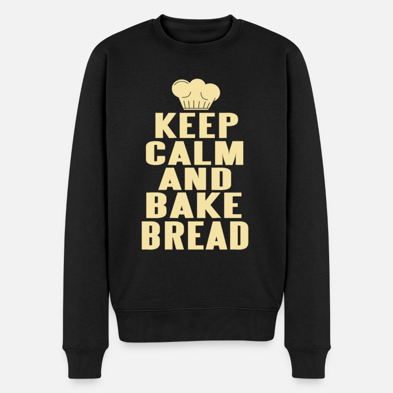 Keep calm and bake bread - Männer Premium Bio Pullover - Schwarz