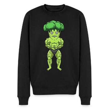 Brokkoli Fitness Fitnessstudio Motivation - Männer Premium Bio Pullover - Schwarz - Vorne - Nico (187cm)
