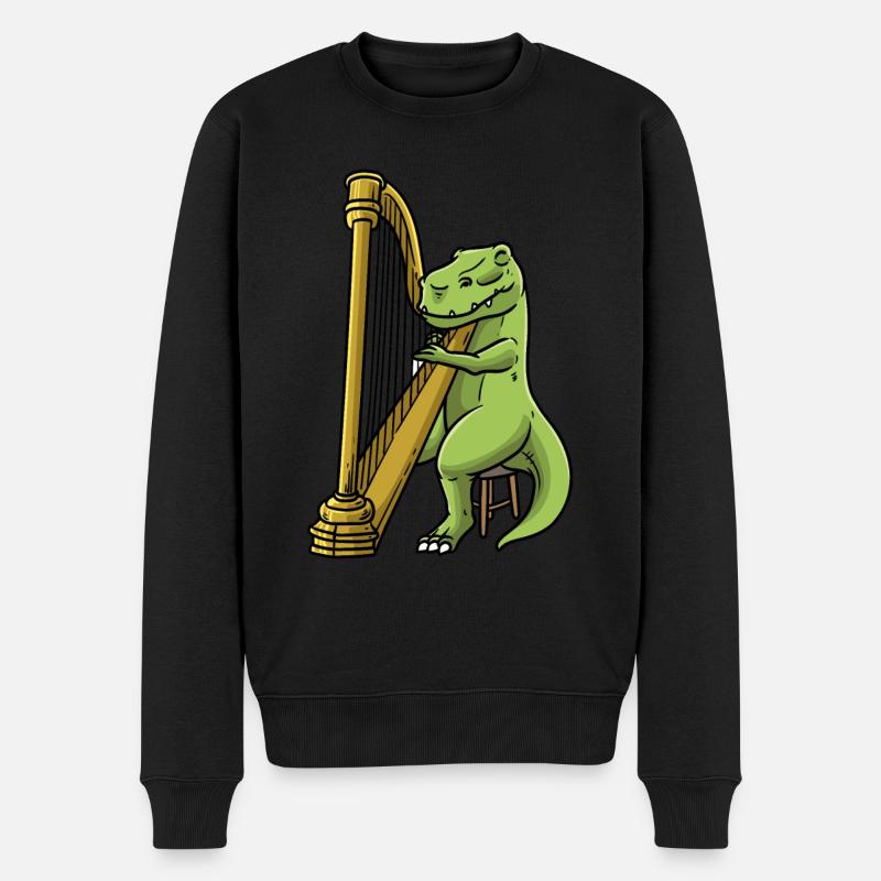 Dinosaurier Harfe Instrument Orchester - Männer Premium Bio Pullover - Schwarz
