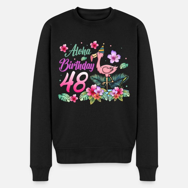 Aloha Geburtstag 48 Flamingo Vogel 48. Geburtstag - Männer Premium Bio Pullover - Schwarz
