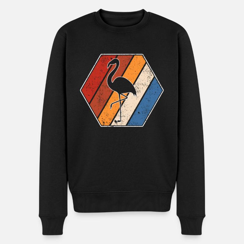 Flamant rose Rétro - Pull Premium bio Homme - noir