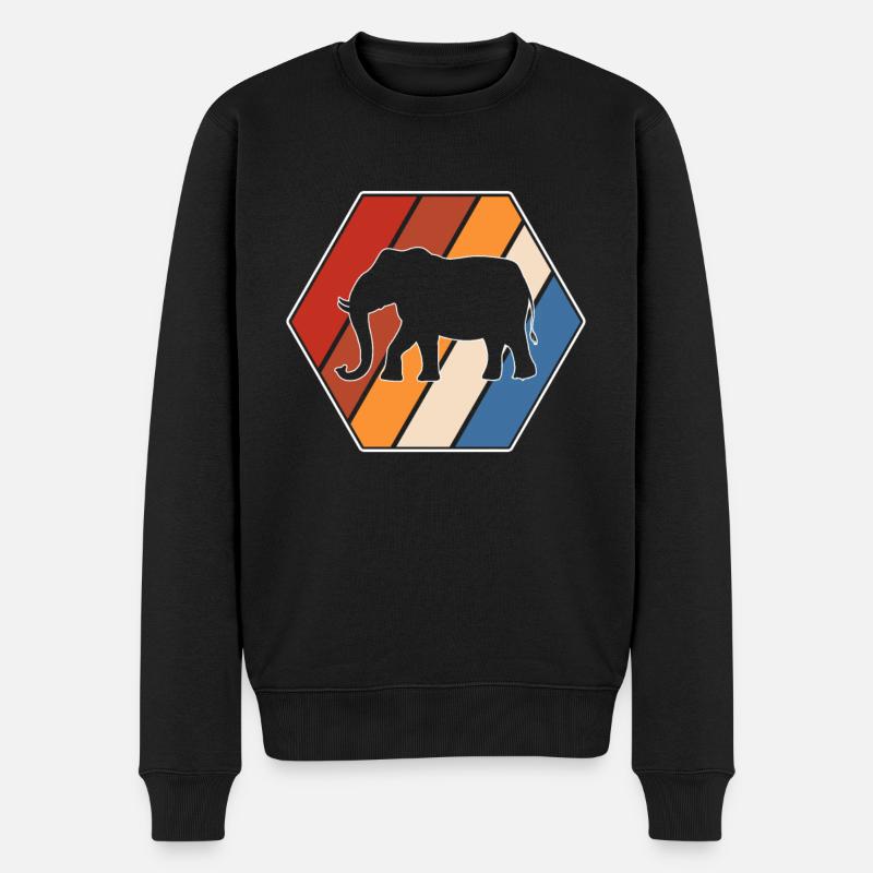 Elefant Retro - Männer Premium Bio Pullover - Schwarz
