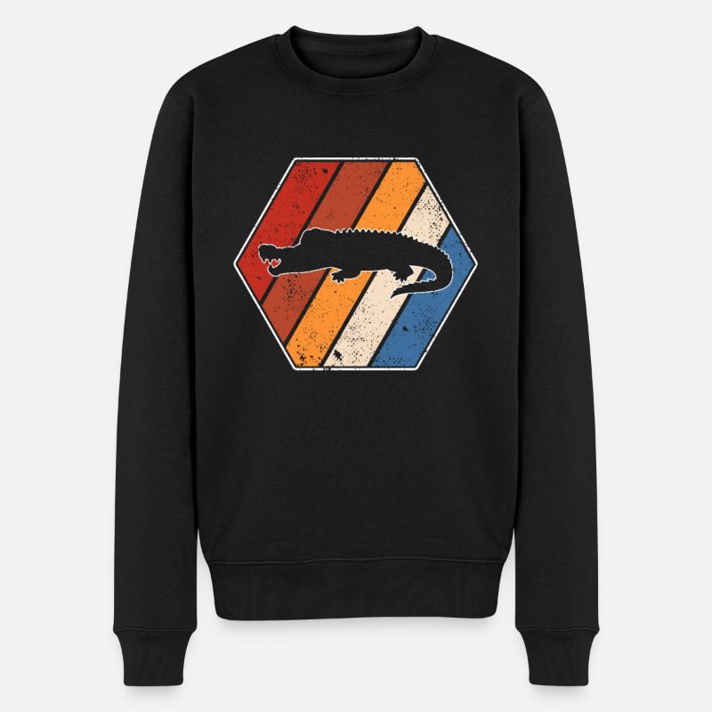 Krokodil Retro - Männer Premium Bio Pullover - Schwarz