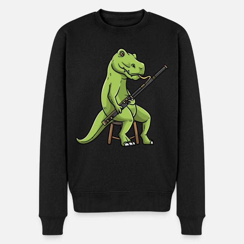 Fagott Fagottist Dinosaurier - Männer Premium Bio Pullover - Schwarz