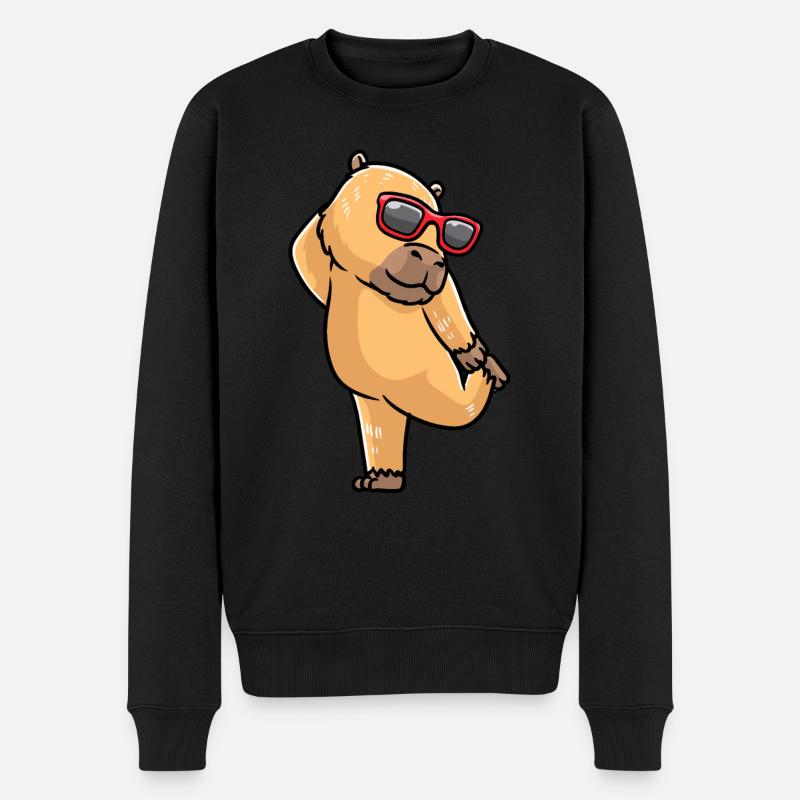 Capybara danser med solbriller capybara - Økologisk premium-sweatshirt til mænd - sort