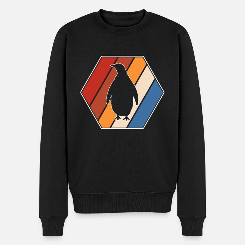 Pinguin Retro - Männer Premium Bio Pullover - Schwarz