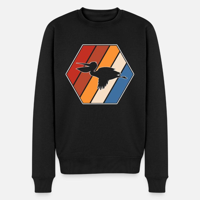 Pelikan Retro - Männer Premium Bio Pullover - Schwarz