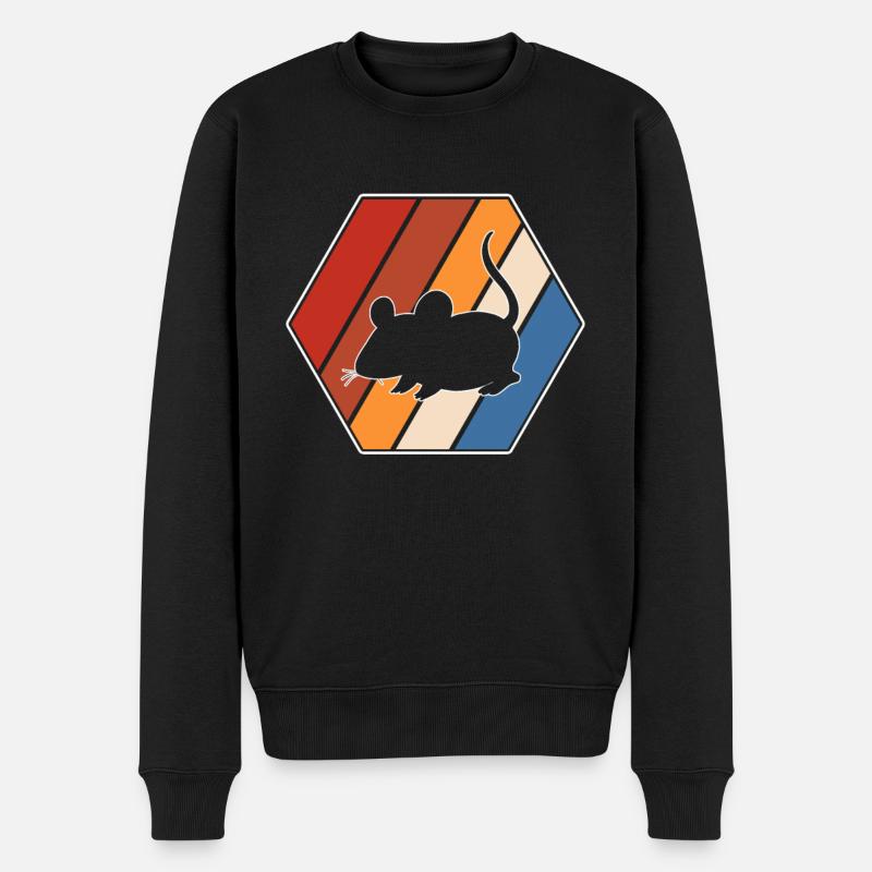 Maus Retro - Männer Premium Bio Pullover - Schwarz