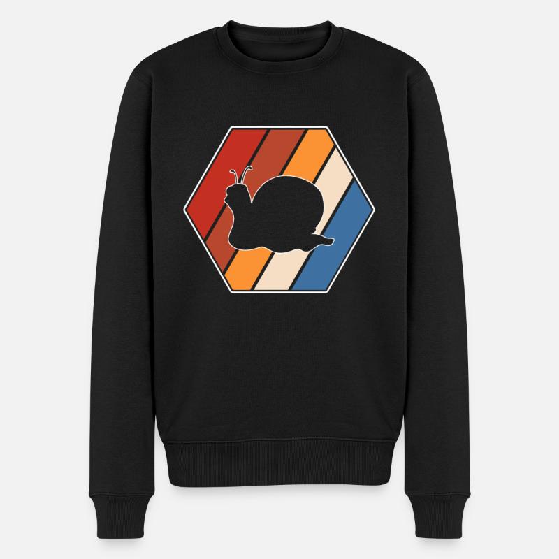 Schnecke Retro - Männer Premium Bio Pullover - Schwarz