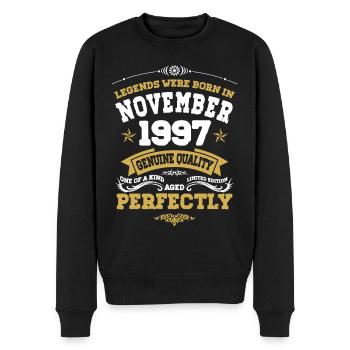 Jahrgang November 1997 Geburtstag Geschenk - Männer Premium Bio Pullover - Schwarz - Vorne - Nico (187cm)