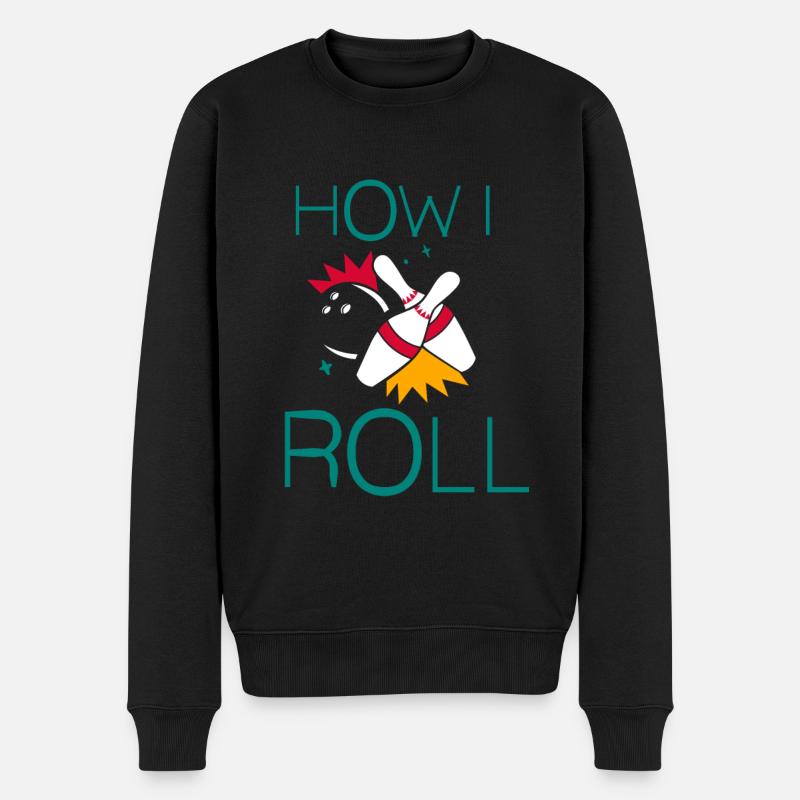Bowling - How i roll - Männer Premium Bio Pullover - Schwarz