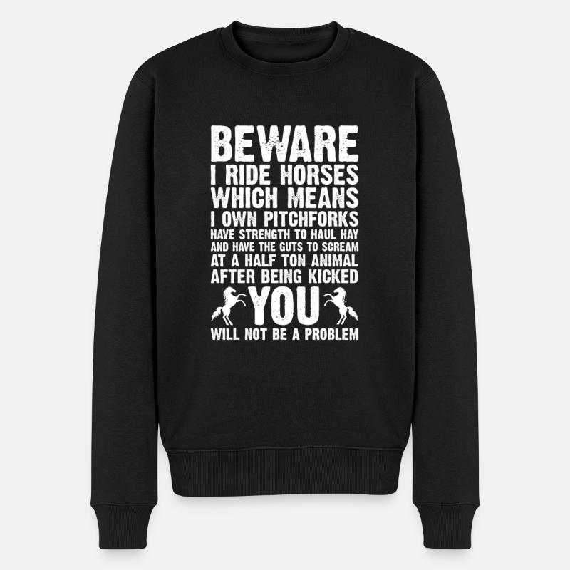Chevaux cavaliers Dicton - Pull Premium bio Homme - noir