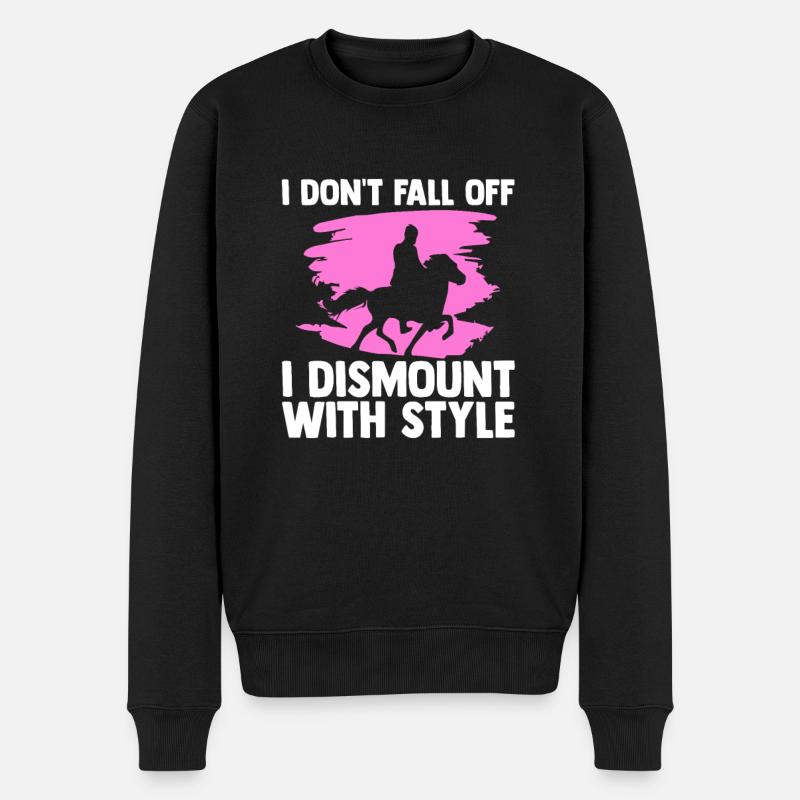 Pferde Reiten Reiter Spruch - Männer Premium Bio Pullover - Schwarz