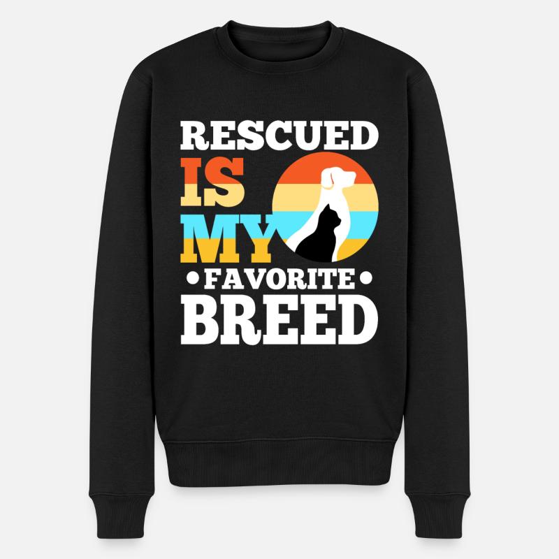 Rescued is my favorite breed cropped - Männer Premium Bio Pullover - Schwarz